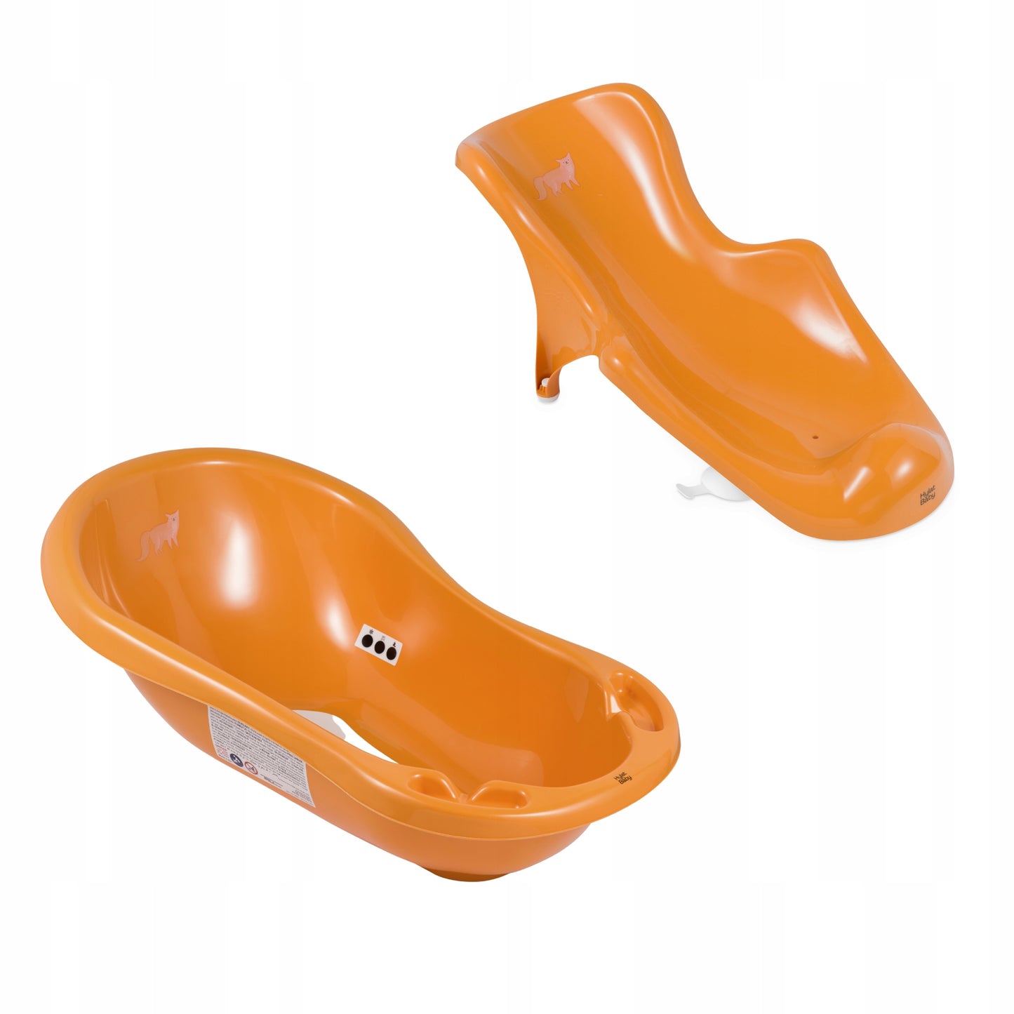 Wanienka z fotelikiem, matą, odpływem i termometrem Hylat Baby - musztardowa FOX