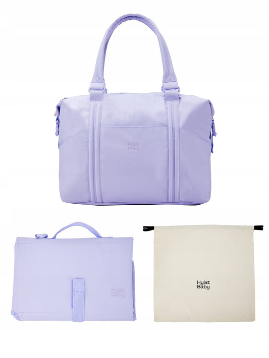 Zestaw - torba i organizer dla mam + przewijak + pokrowiec Hylat Baby - fioletowa