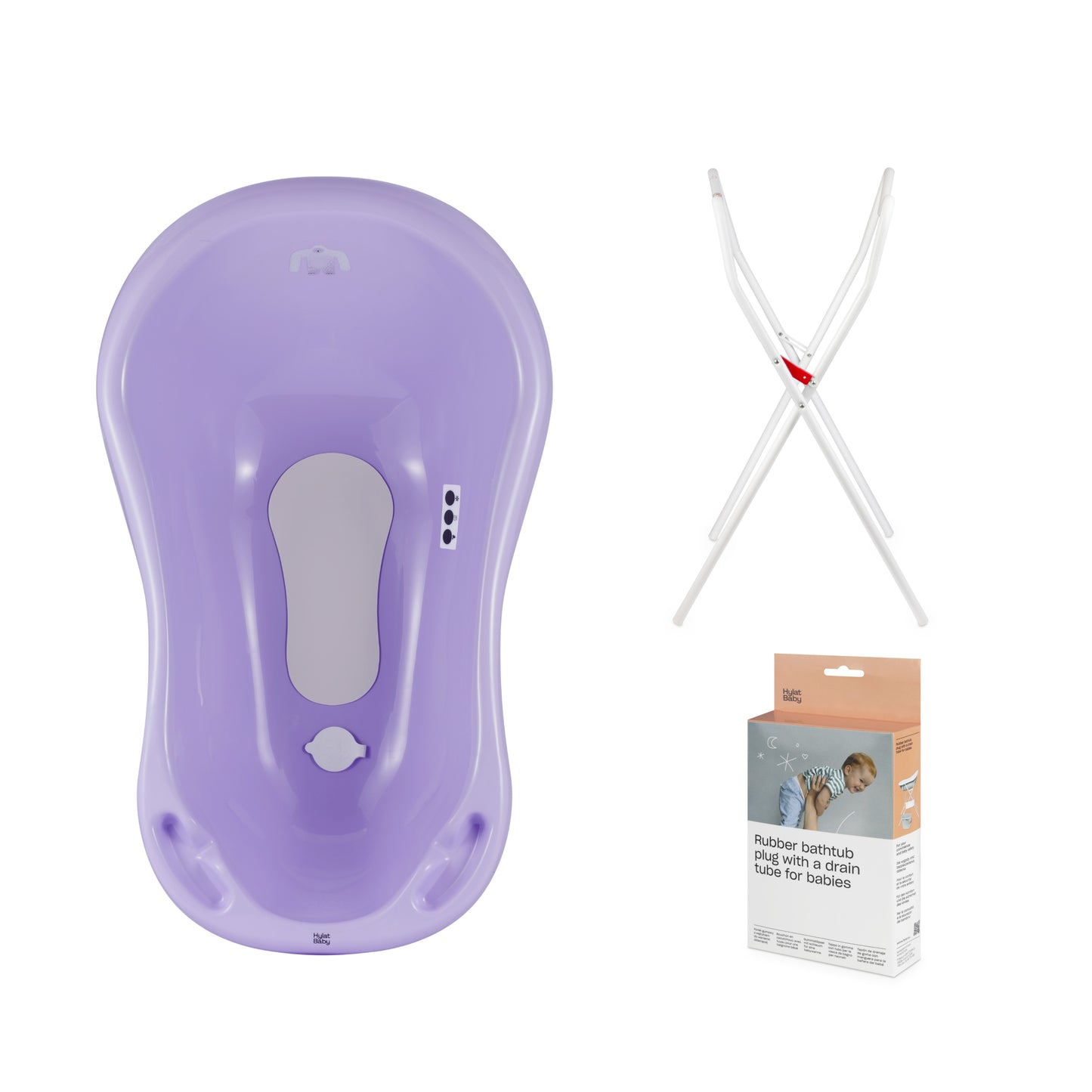 Wanienka Hylat Baby 84 cm - komplet z stojakiem, termometrem i odpływem - fioletowy YETI